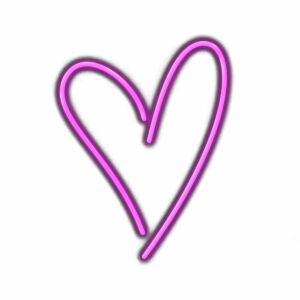 Neon purple heart sign on white background.