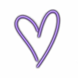 Neon purple heart outline illustration.