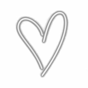 Neon light heart shape on white background.