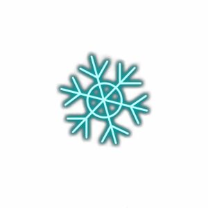 Stylized blue snowflake illustration on white background.