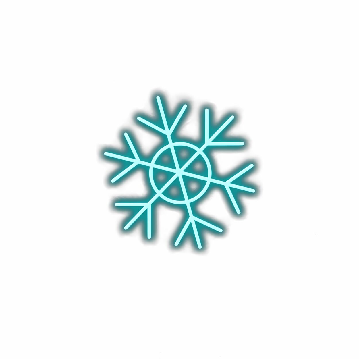 Blue snowflake graphic on white background.