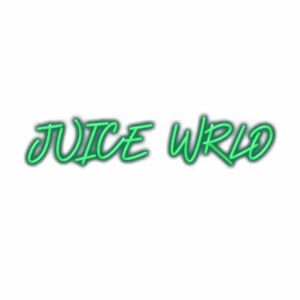 Green neon-style "Juice Wrld" text graphic.