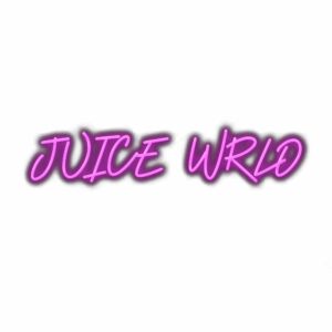 Stylized purple text "Juice Wrld" on white background.
