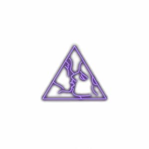 Neon purple Rubin vase illusion with two faces