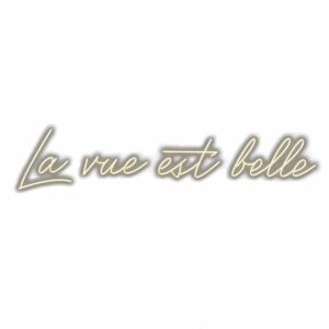 Elegant script "La vie est belle" wall art.