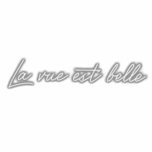 Cursive text "La vie est belle" shadow effect.