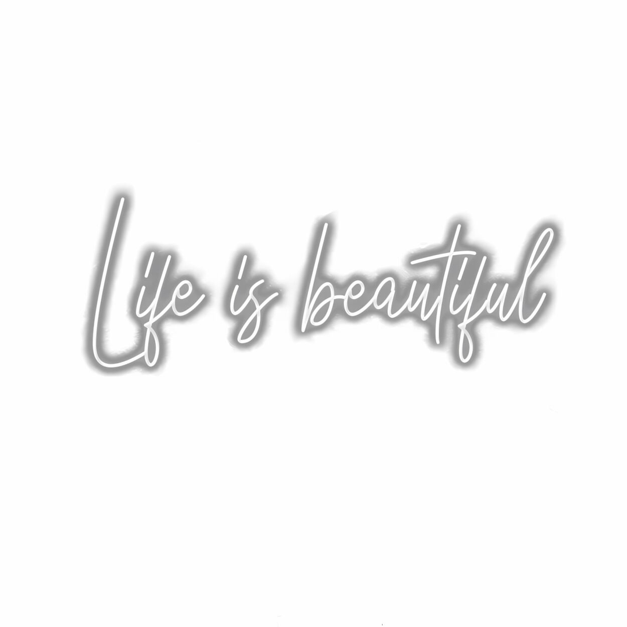 Life is beautiful" cursive text wall art.