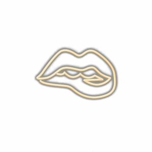 Gold outline of lips on white background.