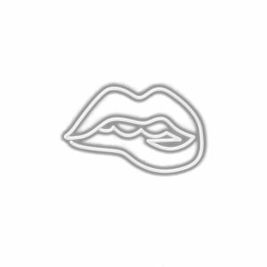 Neon light lips sign illustration.