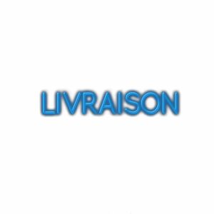 Blue neon sign text "LIVRAISON