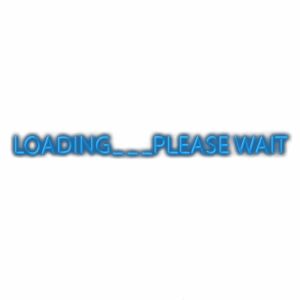 Blue loading screen with text "PLEASE WAIT