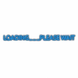Loading screen text graphic with blue shadow effect.