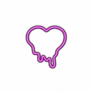 Neon purple heart outline on white background.