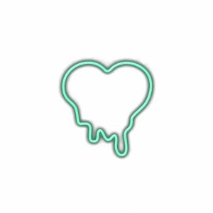 Neon heart sign on white background.