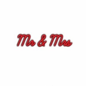 Mr and Mrs red neon sign text