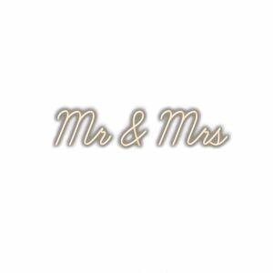 Mr and Mrs" elegant wedding sign text.