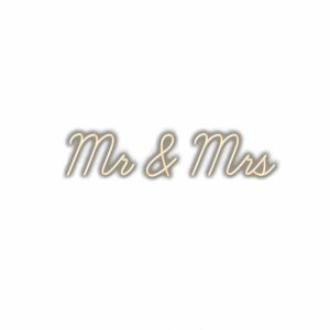 Mr and Mrs" elegant golden script text decoration.