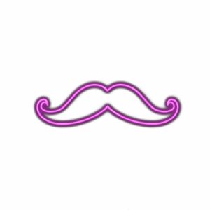 Neon purple mustache illustration on white background.