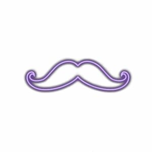 Purple cartoon mustache icon on white background.