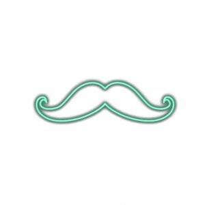 Neon green mustache on white background.