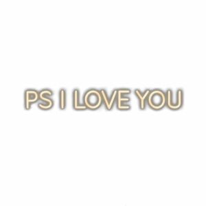 Text 'PS I LOVE YOU' with shadow effect