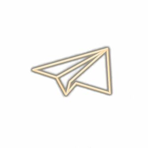 Golden paper airplane illustration on white background.