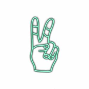 Neon peace hand sign illustration
