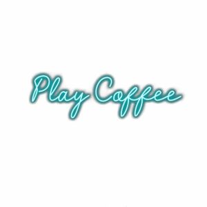 Play Coffee neon sign script lettering logo