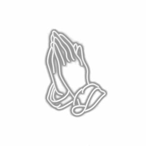 Illustration of stylized praying hands.