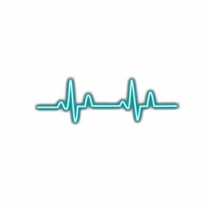 Teal heart rate monitor line illustration.