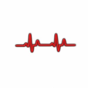 Red heartbeat line on white background