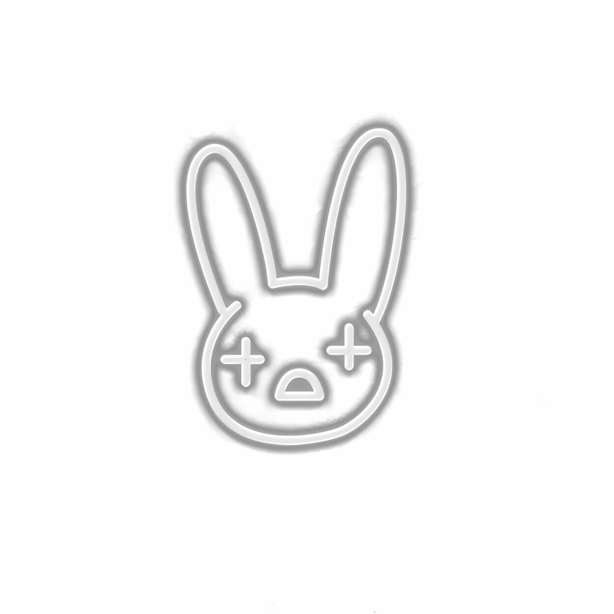 Stylized neon bunny face illustration.