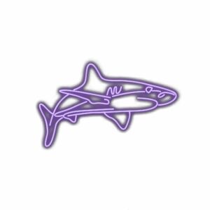 Neon purple shark outline graphic/icon