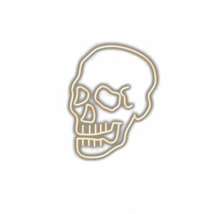 Neon skull sign on white background