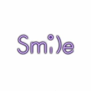 Stylized purple text "Smile" with smiley face dot on 'i'.