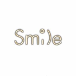 Creative smile typography with emoticon for happiness concept.