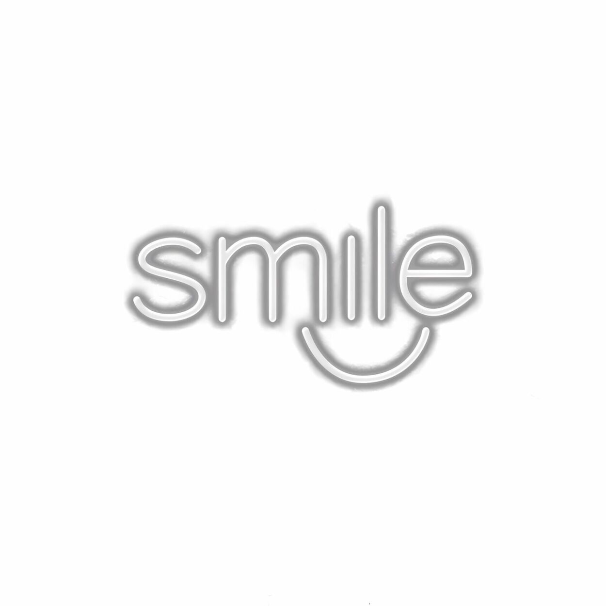 Word 'smile' with smiley face for positivity and happiness.