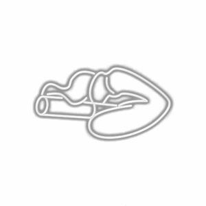 Simplified white line art of a resting hand.