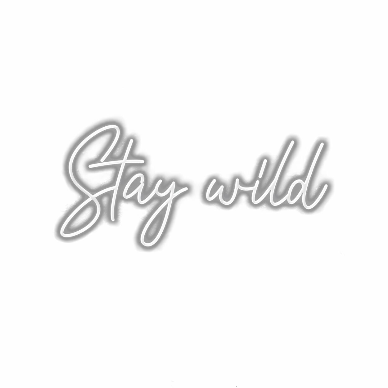 Inspirational "Stay wild" cursive text graphic.