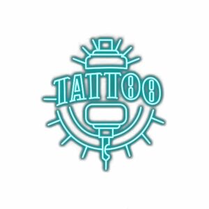 Neon tattoo machine logo design.