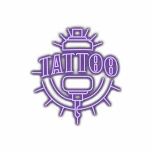 Purple tattoo machine logo design.