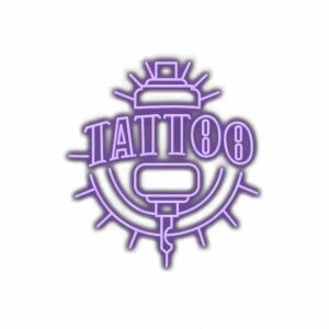 Purple tattoo machine logo design