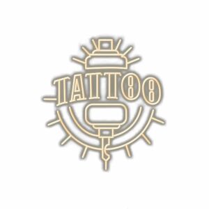 Stylized tattoo machine emblem with text "TATTOO 88".