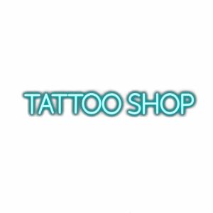 Neon sign reading "Tattoo Shop" in stylized font