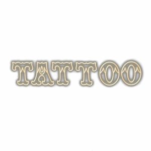 Stylized tattoo word with classic font and shading effects