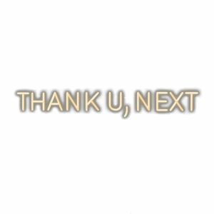 Text "THANK U, NEXT" with shadow effect.