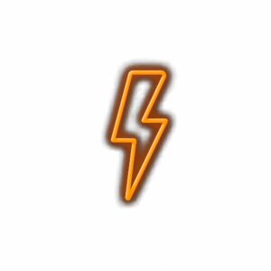 Orange lightning bolt icon with shadow.