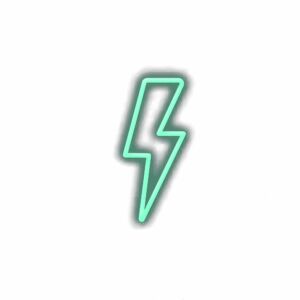 Neon green lightning bolt illustration on white background.