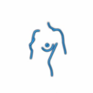 Abstract blue neon line drawing of a human.