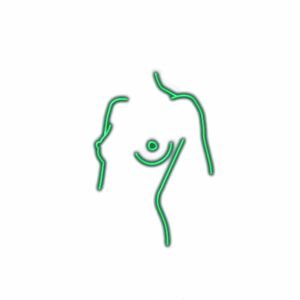 Abstract neon line art of human figure.